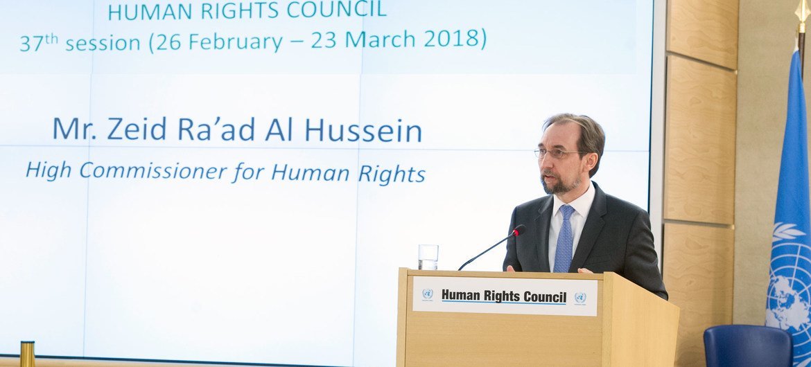 Zeid Ra’ad Al Hussein, UN High Commissioner for the Human Rights at the 37th Session of the Human Rights Council, Palais des Nations